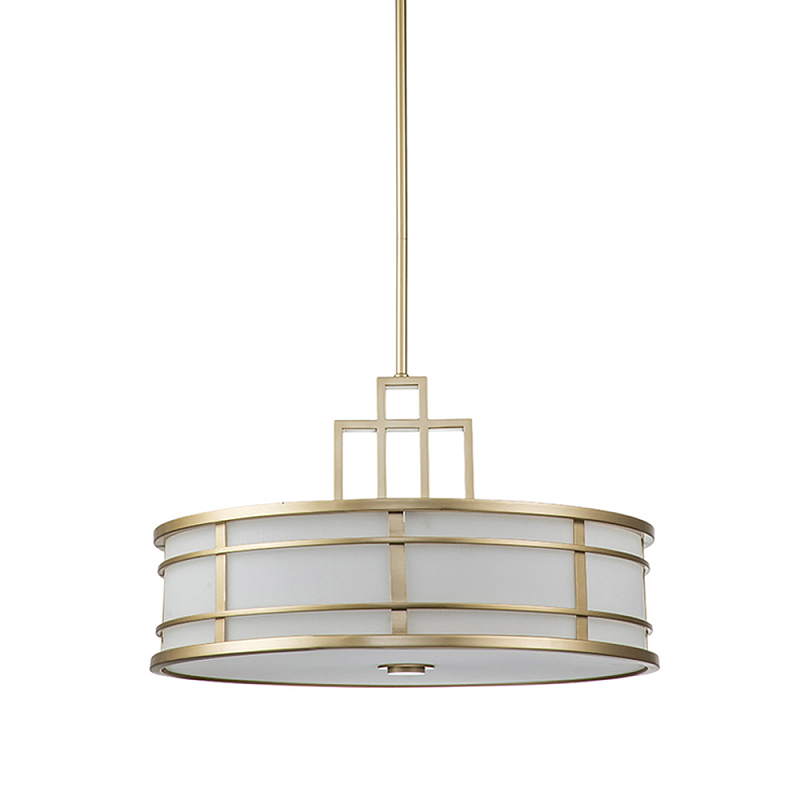 Подвесной светильник цвета латунь с белым матовым плафоном с геометрическим рисунком Feiss Латунь Белый в Барнауле | Loft Concept 