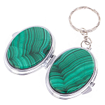 Зеркало брелок карманное двухстороннее из натурального камня Малахит Stone Mirrors варинант исполнения - 2 | Loft Concept в Барнауле