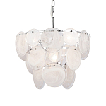 Люстра из белых стеклянных дисков на серебрянном каркасе White Glowing Reflectors варинант исполнения - 1 | Loft Concept в Барнауле