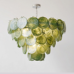 Люстра из зеленых стеклянных дисков с перламутровым эффектом Green Glowing Glaze варинант исполнения - 2 | Loft Concept в Барнауле