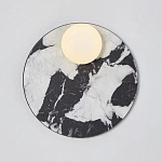 Бра круглое с каменным черно-белым основанием и плафоном из стекла Shaw Marble Lighting варинант исполнения - 1 | Loft Concept в Барнауле