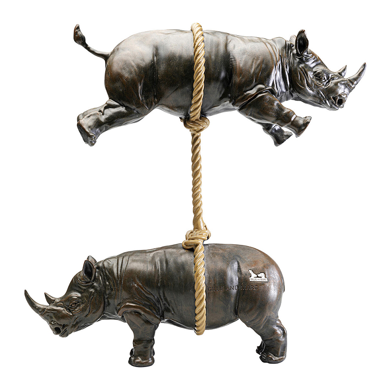 Декоративная статуя из стали Duo Rhinos Коричневый Песочный в Барнауле | Loft Concept 