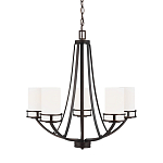 Люстра в цвете темная бронза с 5-ю белыми цилиндрическими плафонами Generation Lighting варинант исполнения - 1 | Loft Concept в Барнауле