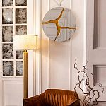 Зеркало кругле с декоративной золотой вставкой Golden Tree варинант исполнения - 3 | Loft Concept в Барнауле