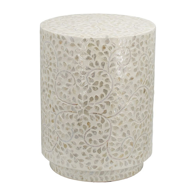 Приставной столик с рисунком из раковин устриц Bone Inlay Кремовый в Барнауле | Loft Concept 