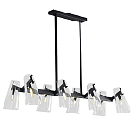 Люстра светодиодная с 8-ю прозрачными плафонами из акрила и стали Glass Cylinder Black варинант исполнения - 1 | Loft Concept в Барнауле