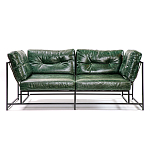 Диван Лофт Натуральная Винтажная кожа Зеленый Two Seat Encounter Leather Sofa варинант исполнения - 1 | Loft Concept в Барнауле