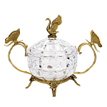 Конфетница из прозрачного рельефного стекла с ручками в виде стрекоз и фигуркой лебедя Eden Garden варинант исполнения - 1 | Loft Concept в Барнауле