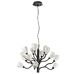 Люстра подвесная черного цвета с ветвями и белыми фарфоровыми цветами Floralis варинант исполнения - 2 | Loft Concept в Барнауле