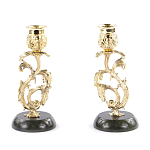 Подсвечники бронзовые на подставке из натурального камня нефрит Stone Candlestick варинант исполнения - 3 | Loft Concept в Барнауле