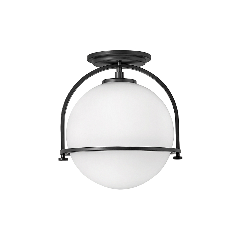 Потолочный светильник с плафоном в форме белого матового шара Hinkley Латунь Белый Никель Черный в Барнауле | Loft Concept 