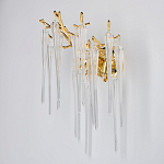 Бра золотого цвета с разветвленными ветвями и длинными прозрачными подвесками в форме стеклянных сосулек Droplet Chandelier варинант исполнения - 3 | Loft Concept в Барнауле