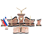 Настольный письменный набор из креноида с часами и декором в виде орла Marble Accessory варинант исполнения - 1 | Loft Concept в Барнауле