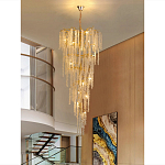 Люстра многоярусная с каркасом из металла и прозрачными подвесками FAIRYTREE Light варинант исполнения - 6 | Loft Concept в Барнауле