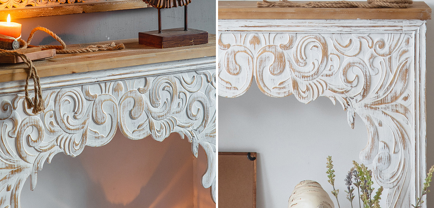 Консоль Indian Antique White Furniture Felicienne Console Консоль Indian Antique White Furniture Felicienne Console - Loft-Concept в Барнауле