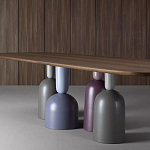 Обеденный стол деревянный с разноцветными фигурными ножками Cop варинант исполнения - 3 | Loft Concept в Барнауле