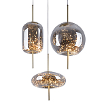 Подвесной светильник с гирляндой внутри 3-х стеклянных плафонов Garland Glass Trio Hanging Lamp варинант исполнения - 2 | Loft Concept в Барнауле