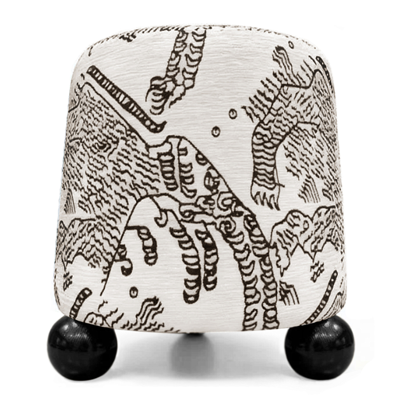 Пуф Wakonda Черно-Белый с Круглыми Черными ножками Белый Черный в Барнауле | Loft Concept 