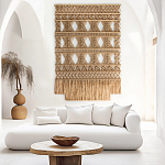 Панно на стену плетеное Макраме бежевый цвет  варинант исполнения - 1 | Loft Concept в Барнауле
