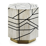 Приставной столик с инкрустацией Black and White Geometry bone bedside table варинант исполнения - 2 | Loft Concept в Барнауле