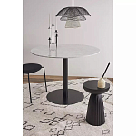Круглый обеденный стол с белой мраморной столешницей White Tabletop on Black Base варинант исполнения - 3 | Loft Concept в Барнауле