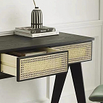 Дизайнерский письменный стол матово-чёрного цвета с 2-мя плетеными ящиками Glade Desk варинант исполнения - 1 | Loft Concept в Барнауле