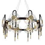 Люстра подвесная круглая черного цвета с круглыми прозрачными плафонами Virelia  варинант исполнения - 1 | Loft Concept в Барнауле