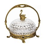 Конфетница из прозрачного рельефного стекла с ручкой и фигуркой лебедя Eden Garden варинант исполнения - 1 | Loft Concept в Барнауле