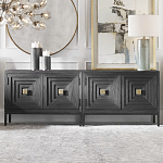 Тумба черная из дерева двухдверная Geometric Double Door Nightstand варинант исполнения - 4 | Loft Concept в Барнауле