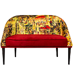Диван двухместный из натурального бука красный с цветным принтом Impressionism in Art варинант исполнения - 1 | Loft Concept в Барнауле