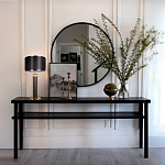 Настольная лампа с чёрным тканевым абажуром и металлическим корпусом золотого цвета Golden Arc варинант исполнения - 4 | Loft Concept в Барнауле