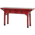Деревянная консоль в китайском стиле с 2-мя ящиками с резным декором красная Yan Chinese Console Table варинант исполнения - 2 | Loft Concept в Барнауле