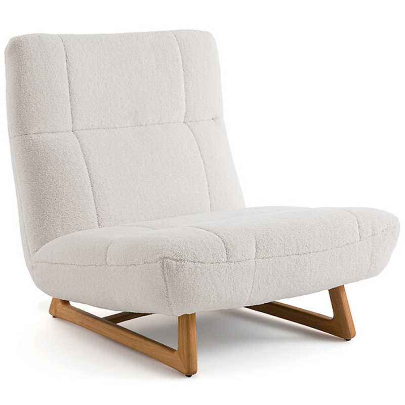 Кресло с обивкой букле Lino White Boucle Armchair Молочный Золотой дуб Кресло с обивкой букле Lino White Boucle Armchair Молочный Золотой дуб в Барнауле | Loft Concept