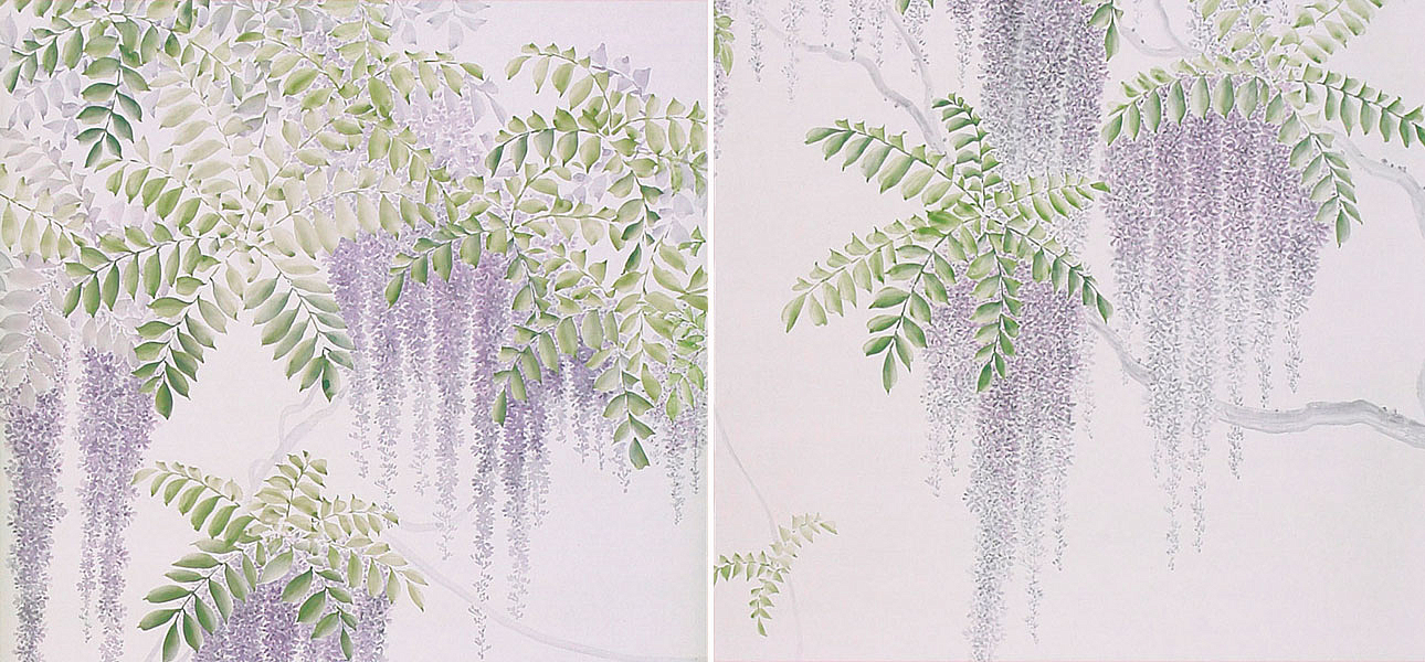 Обои в японском стиле Wisteria Lavender on Lilac Mica metallic Xuan paper Обои в японском стиле Wisteria Lavender on Lilac Mica metallic Xuan paper - Loft-Concept в Барнауле