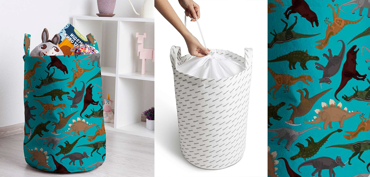 Корзина Turquoise Dinosaurs Basket Корзина Turquoise Dinosaurs Basket - Loft-Concept в Барнауле