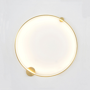 Бра светодиодное круглой формы с рамкой цвета латунь Ring Horizontal