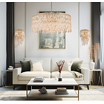 Люстра круглая с хрустальными подвесками на золотистом каркасе Roul Crystal Light варинант исполнения - 11 | Loft Concept в Барнауле