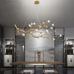 Люстра в виде золотой ветки с цветами Glass Flower Pendant Light варинант исполнения - 5 | Loft Concept в Барнауле