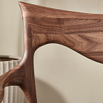 Стул деревянный с мягким сиденьем из коричневой натуральной кожи Moon Walnut Furniture варинант исполнения - 8 | Loft Concept в Барнауле