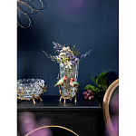 Ваза стеклянная прозрачная с бронзовым основанием в виде ветвей и фарфоровыми птичками Eden Garden варинант исполнения - 4 | Loft Concept в Барнауле