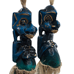 Комплект из 2-х деревянных статуэток Asmat Straw Headdress Statuettes Blue варинант исполнения - 3 | Loft Concept в Барнауле