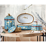 Ваза голубая с крышкой и цветочным узором Genuine Chinese Classics варинант исполнения - 3 | Loft Concept в Барнауле