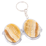 Зеркало брелок карманное двухстороннее из натурального камня Оникс Silver Stone Mirrors варинант исполнения - 2 | Loft Concept в Барнауле