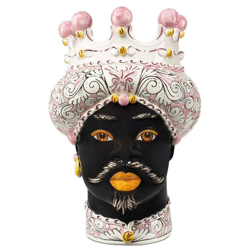 Ваза Vase Moro Man Ornate Pink Черный Розовый Белый Ваза Vase Moro Man Ornate Pink Черный Розовый Белый в Барнауле | Loft Concept