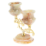 Подсвечник двухрожковый из натурального камня оникс Stone Candlestick варинант исполнения - 2 | Loft Concept в Барнауле