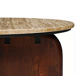 Кофейный столик с круглой столешницей на 2-х массивных деревянных ножках Tandem Travertine and Wood варинант исполнения - 3 | Loft Concept в Барнауле