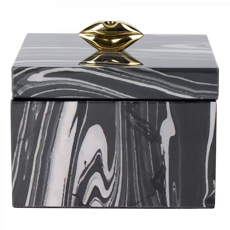 Шкатулка KISS BOX Черный Белый Глянцевое золото Шкатулка KISS BOX Черный Белый Глянцевое золото в Барнауле | Loft Concept