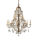 Люстра многоярусная с 12-ю лампами и стеклянными подвесками в классическом стиле Feiss варинант исполнения - 1 | Loft Concept в Барнауле