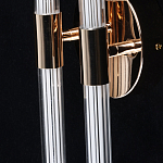 Бра с круглым основанием золотого цвета и двумя вертикальными плафонами Hex Scaffold варинант исполнения - 5 | Loft Concept в Барнауле