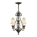 Люстра бронзового цвета с 3-мя кремовыми текстильными абажурами Hinkley варинант исполнения - 2 | Loft Concept в Барнауле